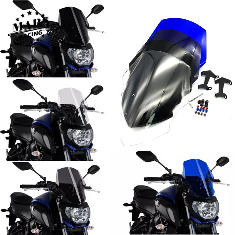 Лобовое стекло мотоцикла козырек подходит для FZ07 MT 07 MT07 2018 2019 18 19 двойной