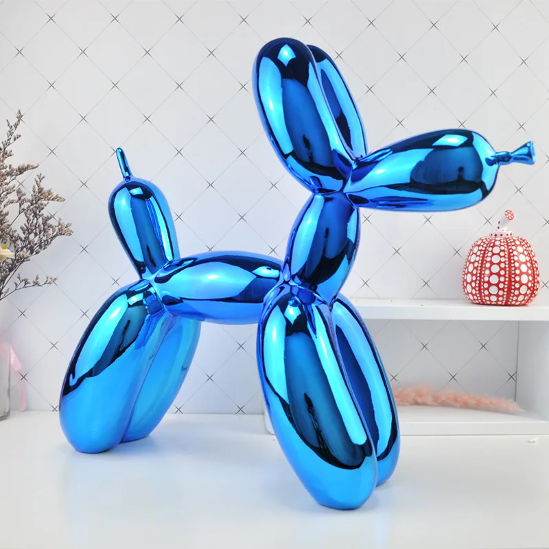 

Animals Figurine Resin Cute Shiny Balloon Dog Shape Statue Art Sculpture Figurine Craftwork Home Decor with Antiskid Mat Lucky