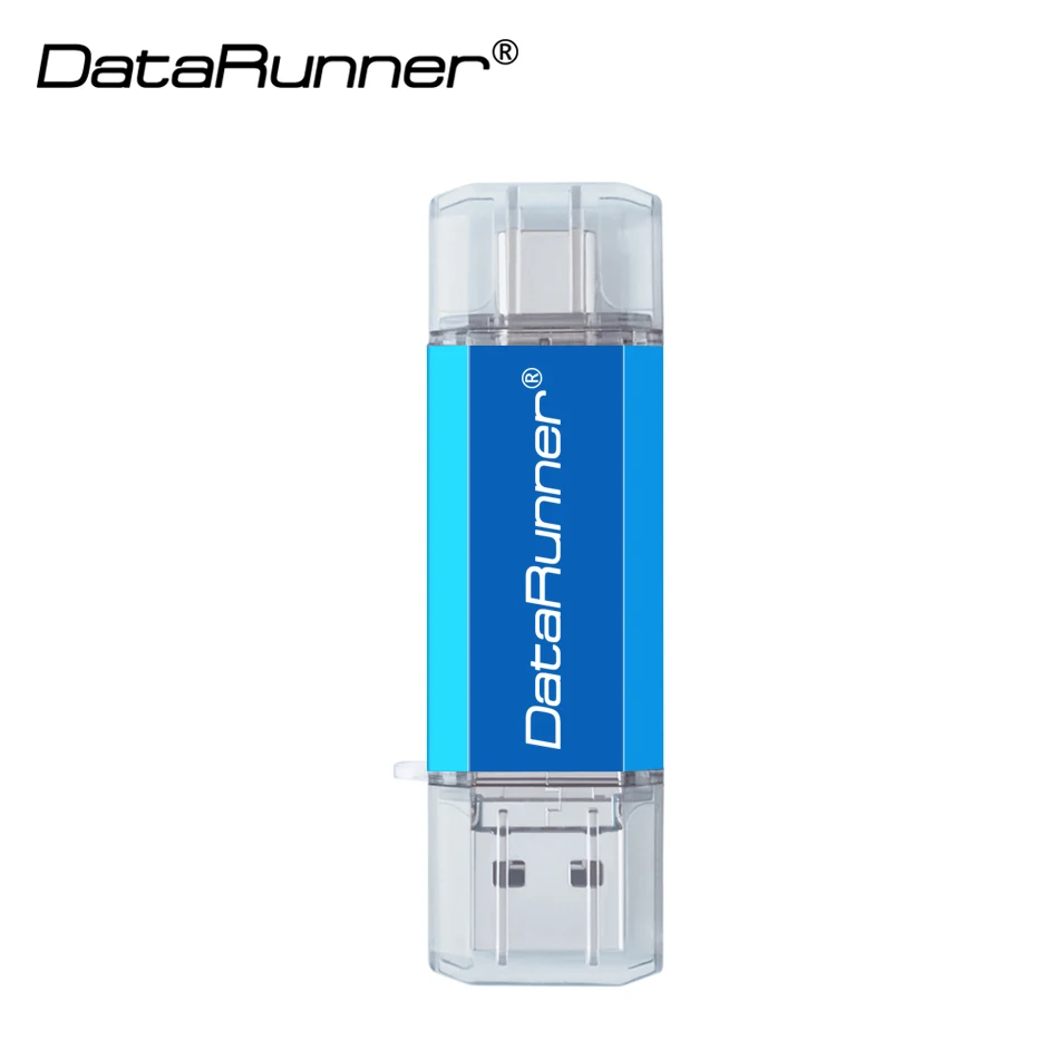 Синий DataRunner USB флэш-накопитель 3 в 1 USB3.0& type-C& Micro USB OTG флеш-накопитель 16 ГБ 32 ГБ 64 Гб 128 ГБ 256 ГБ Флешка USB карта памяти - Цвет: Синий