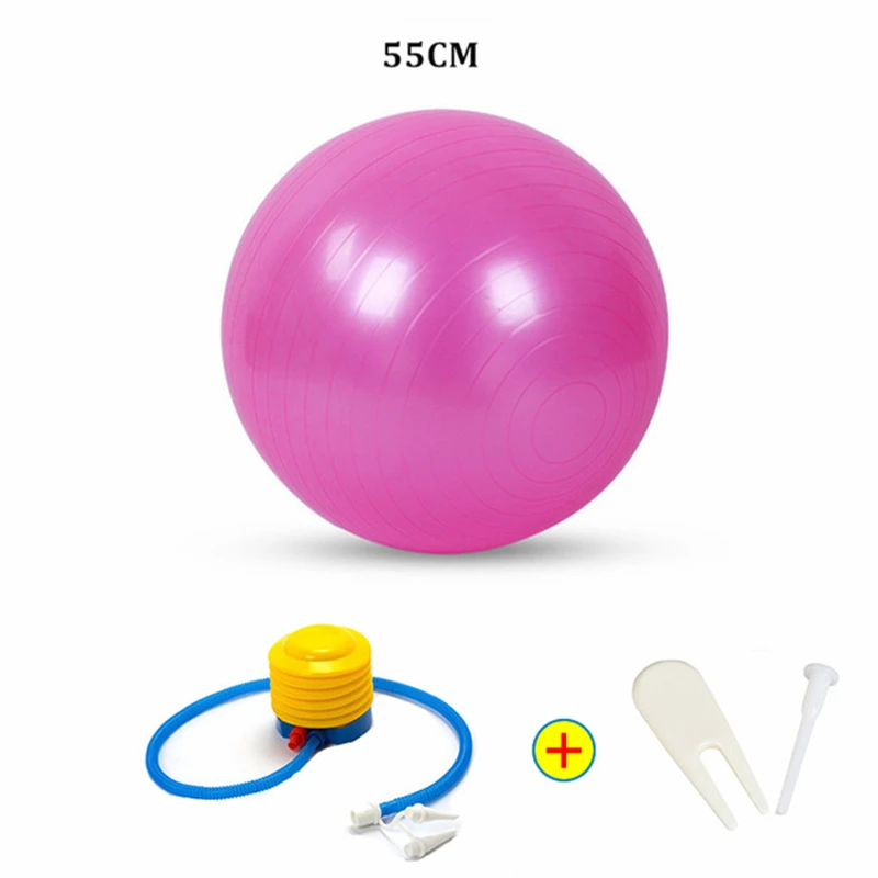 pink 55cm With-acces 45/55/65/75/85 см мяч для занятий йогой Анти-взрыв гимнастический Аэробные Фитнес стабильность баланс упражнений Йога Пилатес тренировки для VIP покупателей - Цвет: pink 55cm With-acces