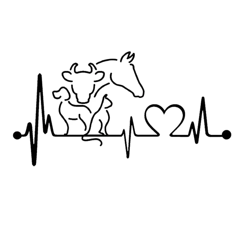 

Dog Cat Horse Cow Heartbeat Lifeline Monitor Creative Funny Animal Car Sticker Vinyl Decals,20CM*10.6CM