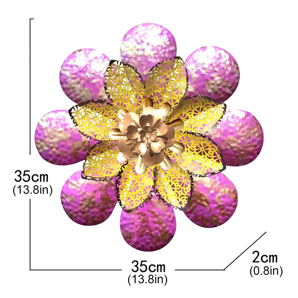 

1PC Wall Metal Flower Craft Hanging Sculpture Art Ornament Living Room Decoration Purple For Home Decrotion Three Style