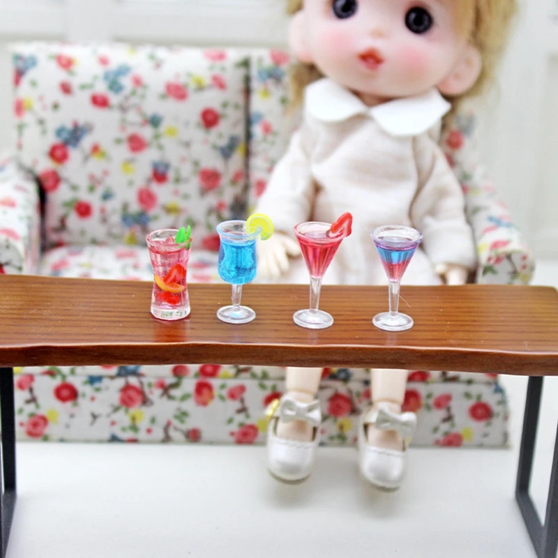 

1/12 Dollhouse Miniature Cocktail Cup Drink Glass Model Toy Dollhouse Decoration
