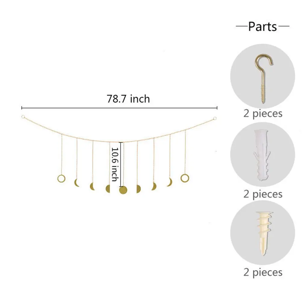 Золотое подвесное украшение в форме Солнца и Луны настенное металлическое для