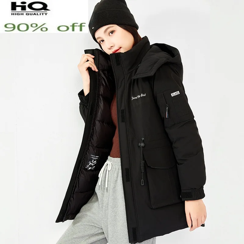 

2022 New Fashion Winter Puffer Jacket Women Hooded Warm Down Coat Famale Long Korean Parka Casaco Feminino Inverno SQQ520