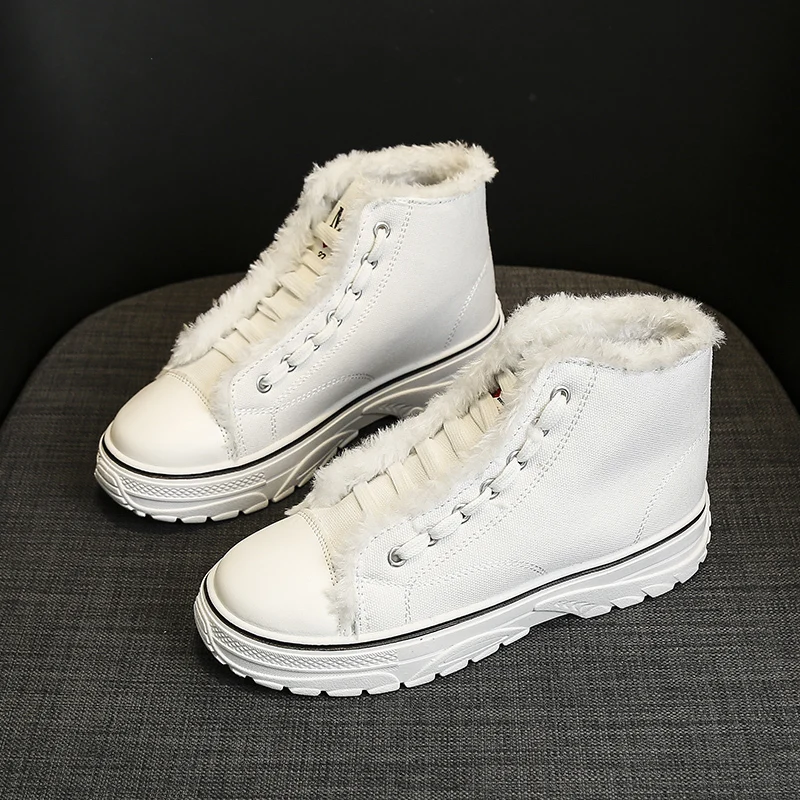 Кеды женские с высоким верхом замшевые ботильоны из хлопка сохраняют тепло