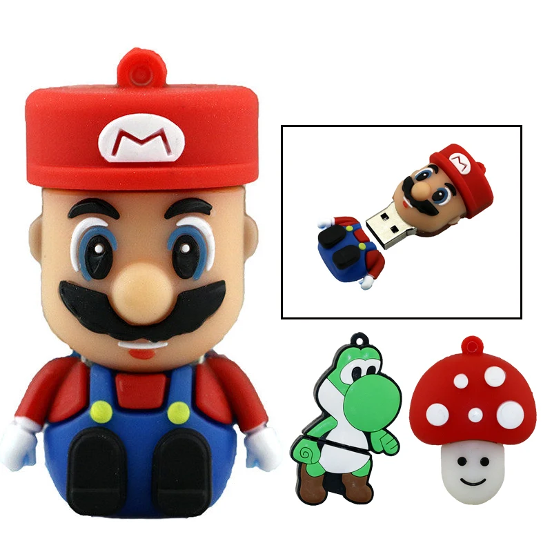 Cle Usb флеш-накопитель 32 ГБ с рисунком «Супер Марио yoshi дракон Usb флэш-накопитель красный гриб флэш-накопитель 64G 16 Гб карта памяти 128GB 4GB U диск