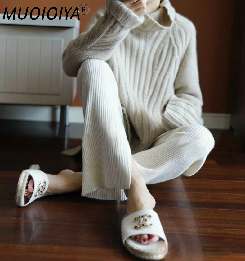 

100% Cashmere And Wool 2022 New Heavy Thick Cashmere Sweater Female High Collar Loose Korean Version Of The Pullover Warm