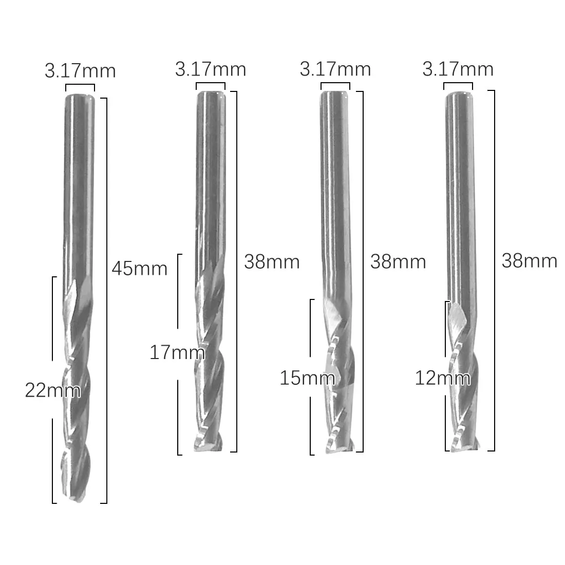 

Milling Cutter CNC Flat Nose End Milling 2 Flute Spiral Engraving Router Bit for Wood Carbide Tool End Milling
