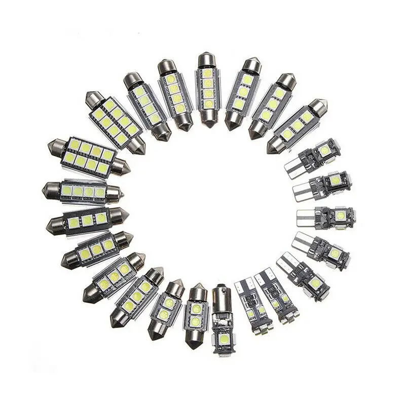 

23Pcs Car LED Interior Lights Lamp Bulbs Kit Set For BMW X5 E53 2000-2006 White 6000K Front And Rear Reading Lights
