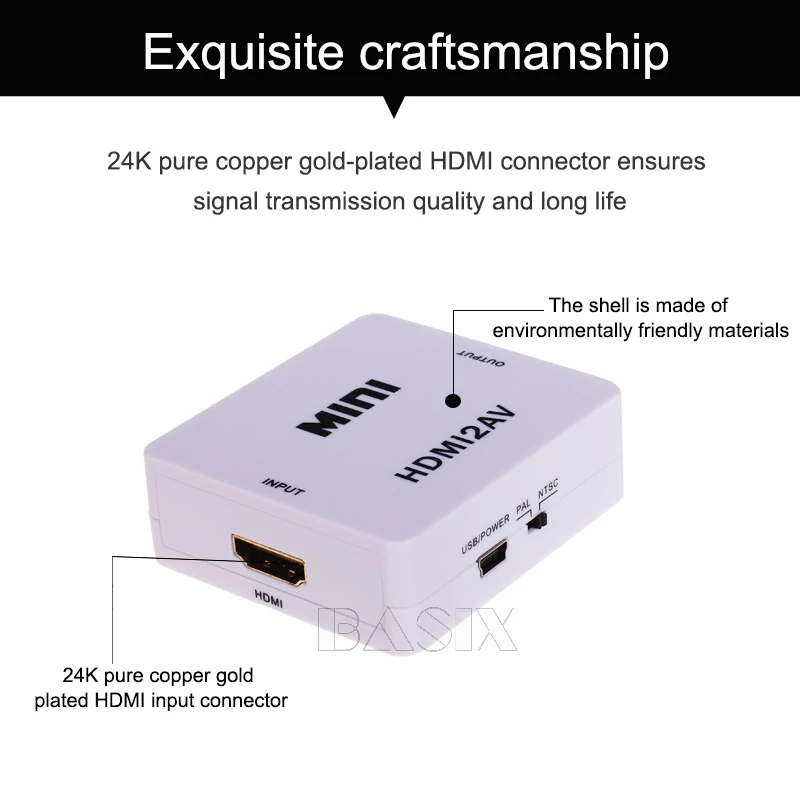 BKSCY HDMI в AV адаптер 1080P видео конвертер HDMI2AV коробка поддержка NTSC PAL выход