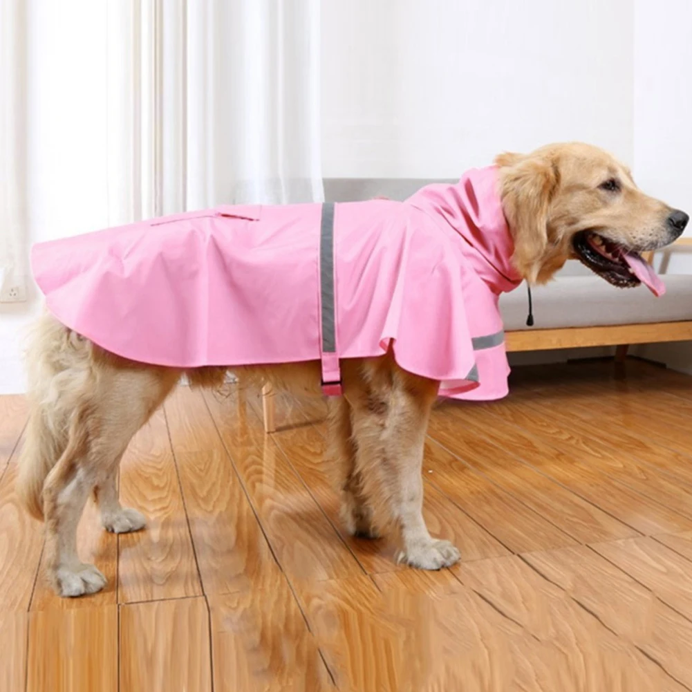 Pet Dog Outdoor Reusable Waterproof Raincoat Reflective Hooded Jacket Clothes | Дом и сад