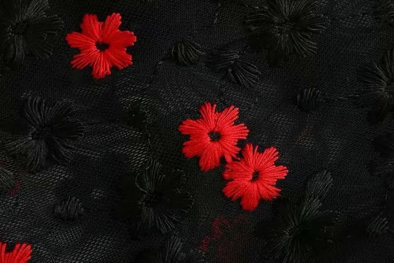 Kiyumi/рождественское платье, Сетчатое платье с цветочной вышивкой, осень, длинный рукав, круглый вырез, Vestidos, женское платье средней длины, вечерние платья