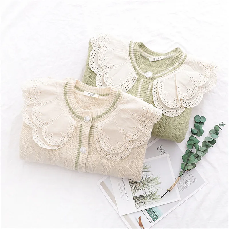 Женский вязаный кардиган с воротником Питер Пэн |