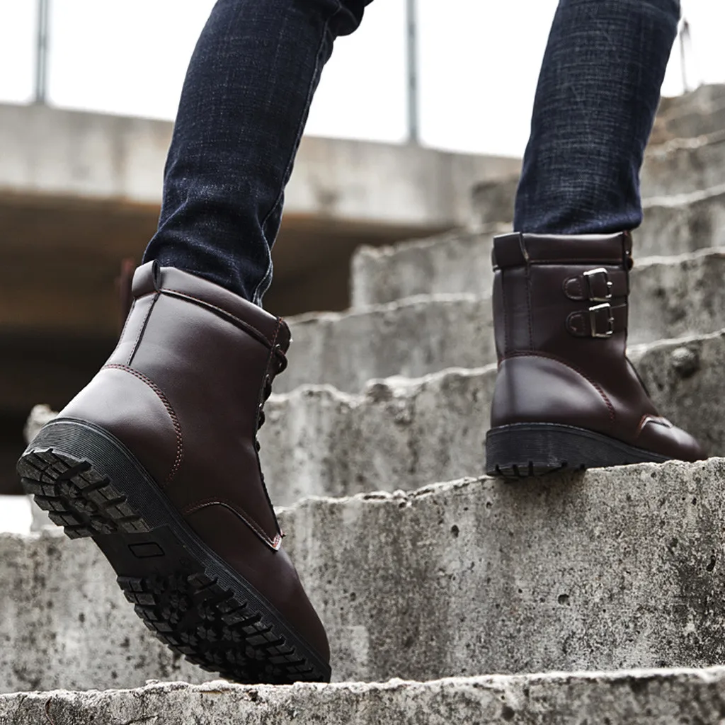 Зимние мужские зимние ботинки теплые плюшевые мужские ботинки больших размеров 38-48 зимняя повседневная кожаная обувь с острым носком мужские ботинки челси#3