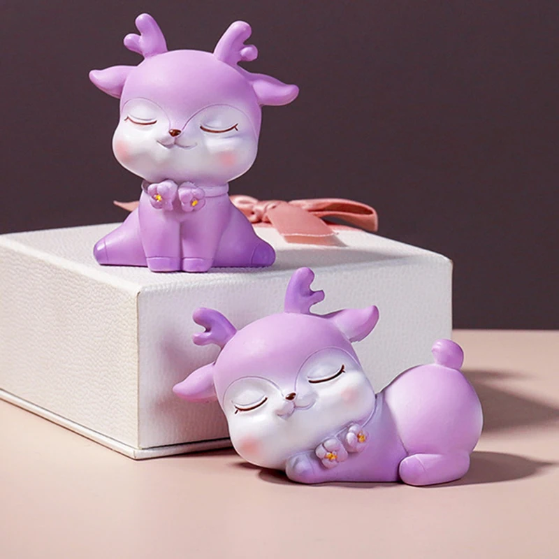 Статуя животного симпатичный орнамент оленя из смолы в различных положении