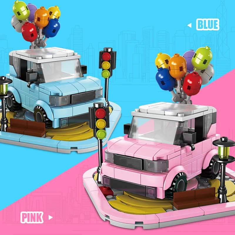 

313pcs Macaroon Mini Car Model Building Blocks Couple Gifts Customized DIY Toy Car Brilliant Hot Air Balloon Toys Kids Gifts