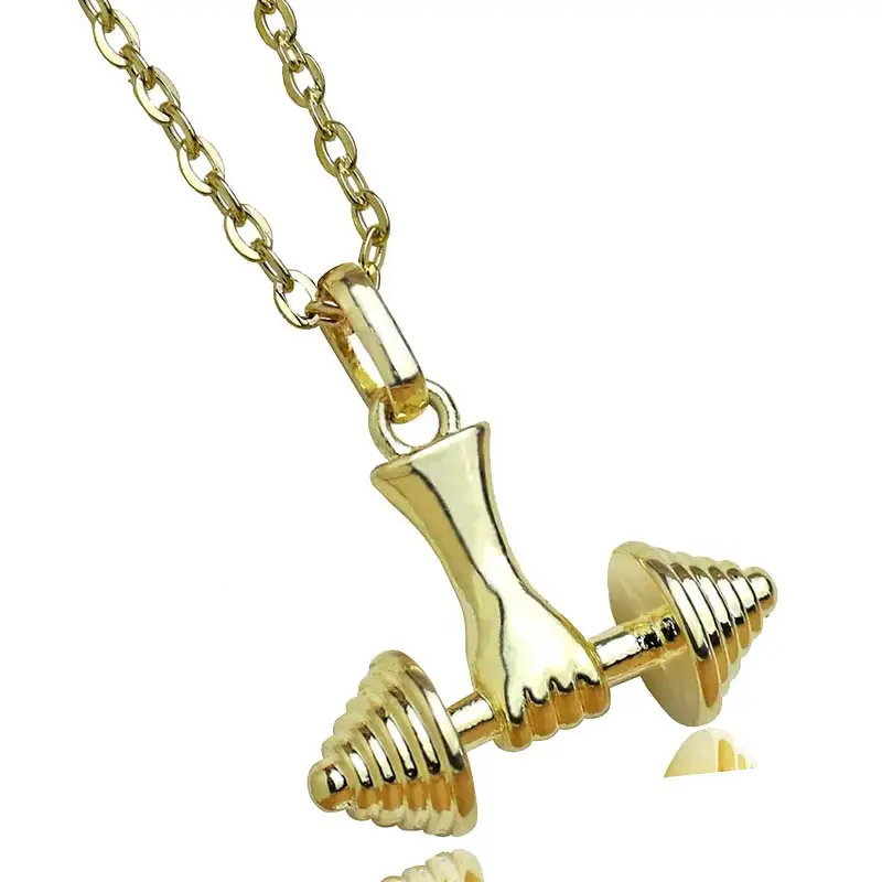 Подвеска в виде гантели Ожерелье Фитнес золотого цвета чокер штанга для