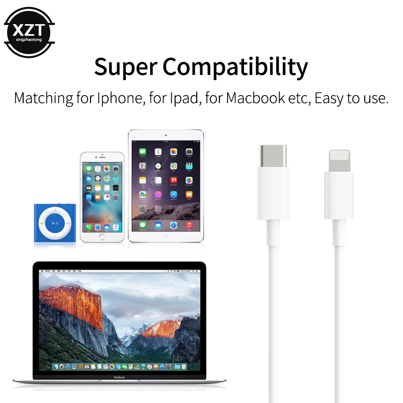 PD 18W 30W кабель для быстрой зарядки для USB C коннектор Lightning для iphone Xs X 8 pin к type C 3A быстрое зарядное устройство для type C Lightning Macbook