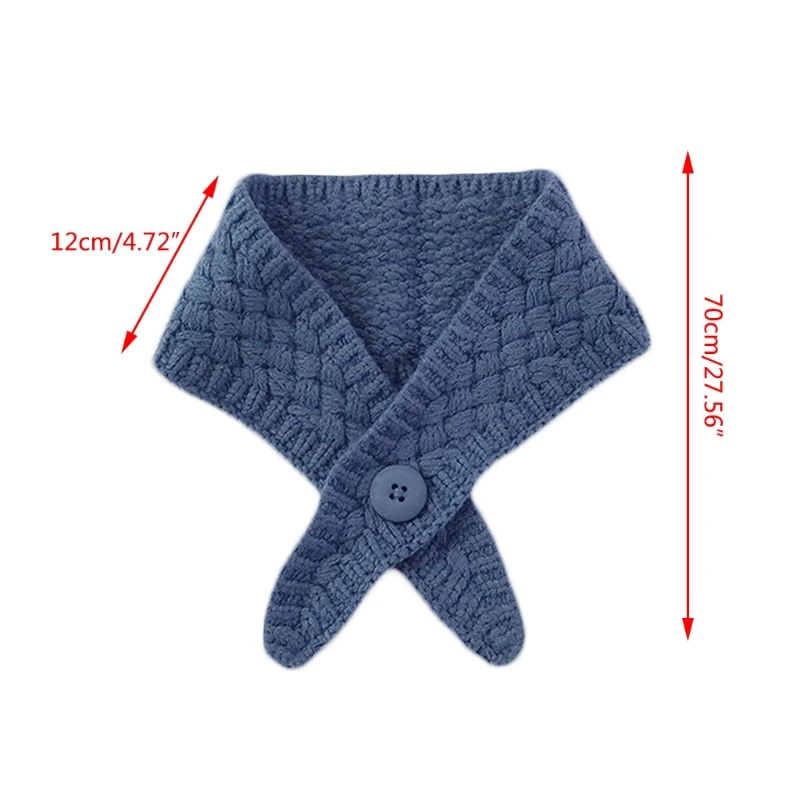 

Korean Women Knitted Button Scarf Cross False Fake Collar Solid Candy Color Crochet Shawl Wrap Winter Neckerchief Warmer
