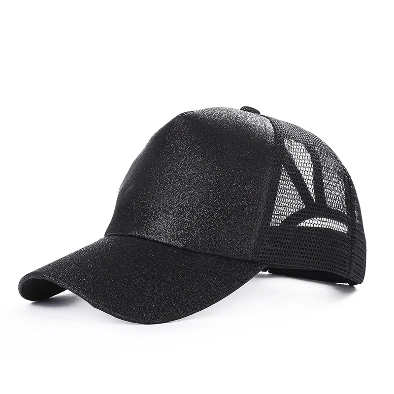 202 блестящая Кепка для конского хвоста женские бейсболки летние в пучок сетчатые