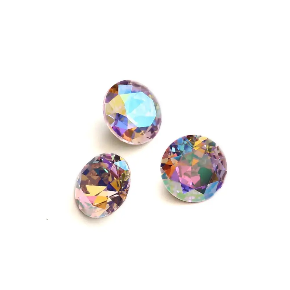 Круглые стеклянные стразы К9 с блестками алмазные свободные камни для одежды