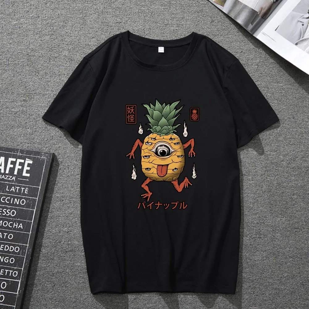 

T-shirt Men and Women Cute Anime Cartoon Pineapple Personality Printing Pattern Casual All-match Men and Women Breathable Top