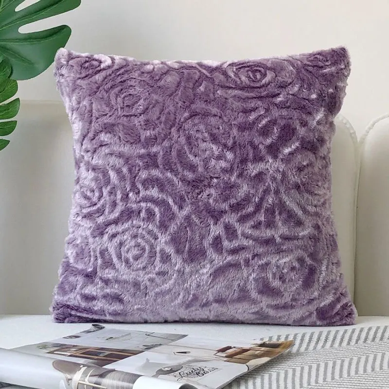 

1Pcs Modern Jacquard Plush Pillow Case Soft Faux Fur Pillow Covers Decorative Office Home Sofa Cushion Cover 45X45cm 4 Colors