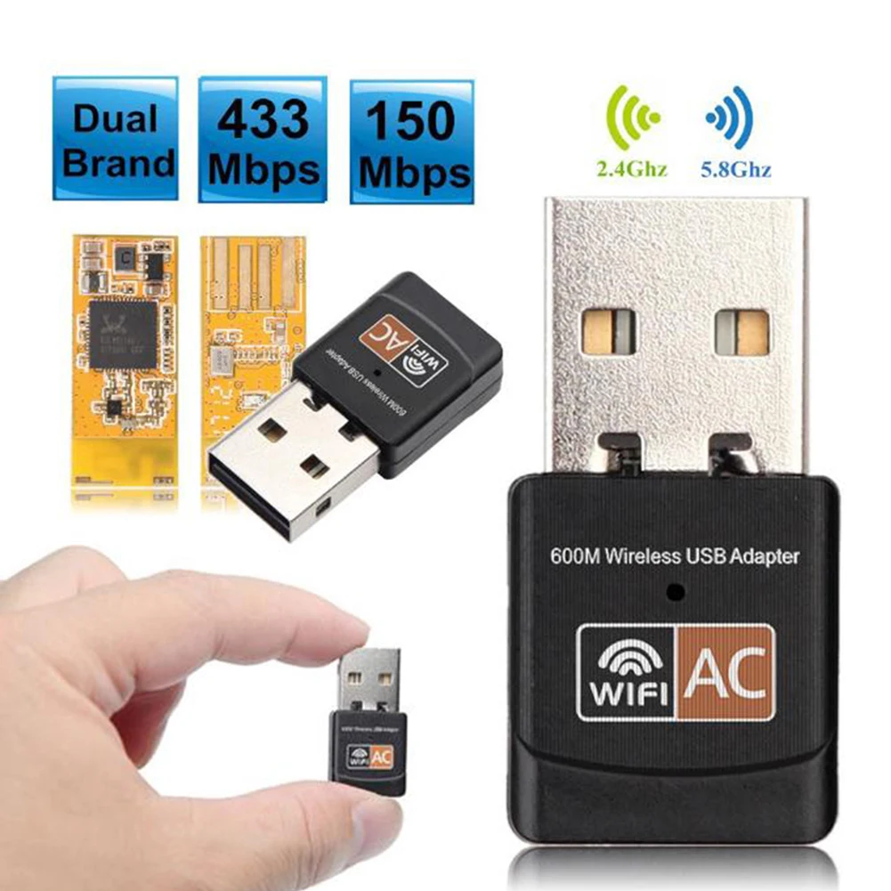 Портативный USB Wifi адаптер 600 Мбит/с 5 ГГц антенна Ethernet ПК Wi Fi Lan ключ Мини AC приемник