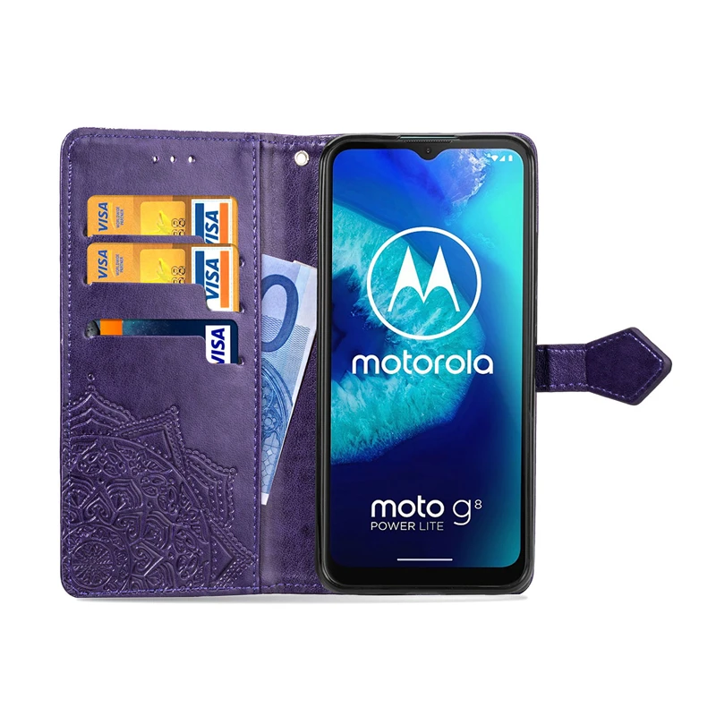 Чехол-Кошелек для Motorola Moto G8 Power Lite чехол из искусственной кожи с цветочным