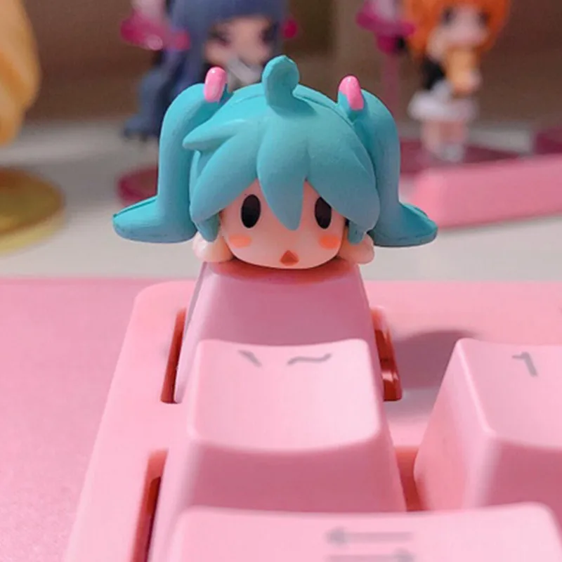 Прозрачные колпачки для кнопок с аниме героями мультфильмов розовая красивая