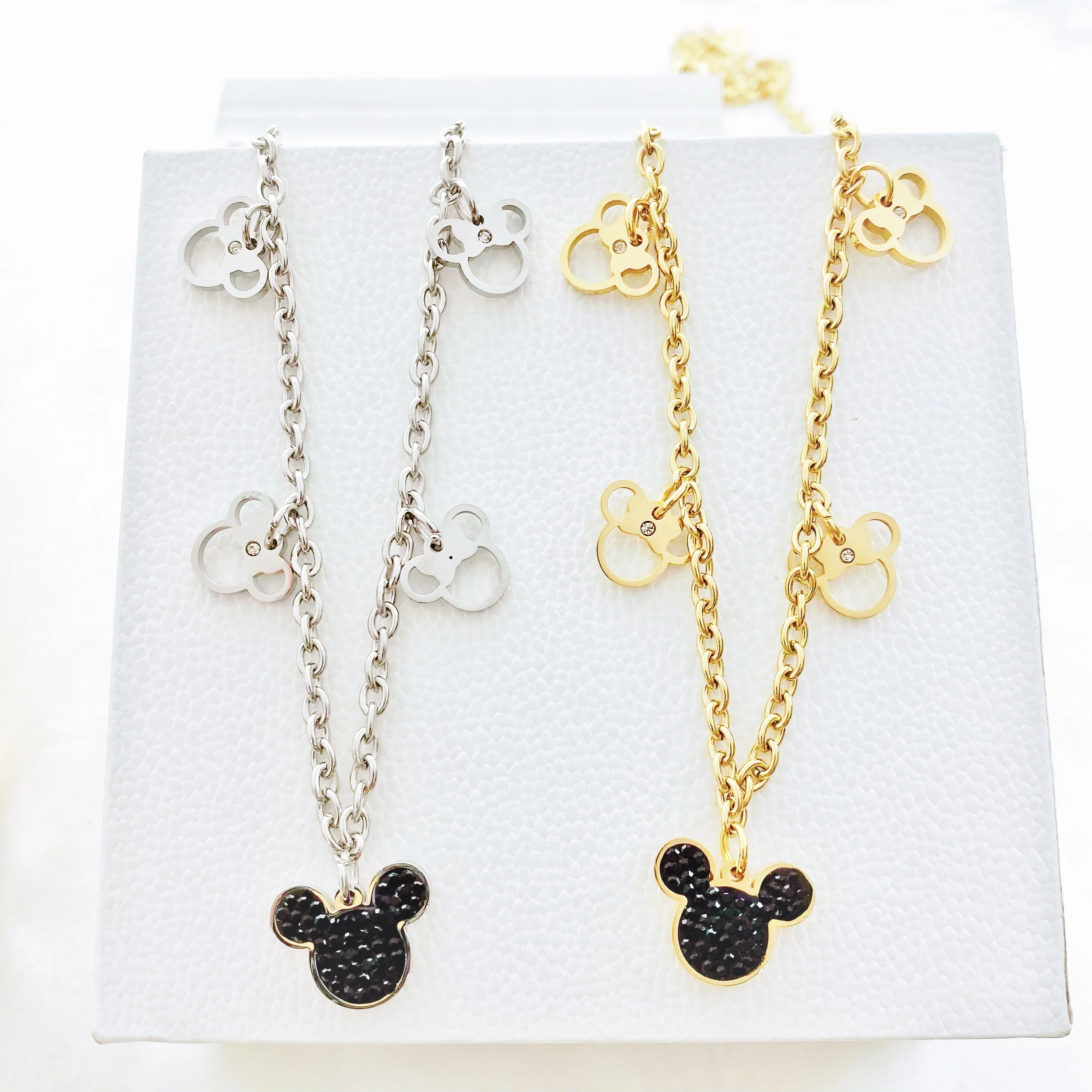 Ожерелье с подвеской мышь милое мультяшное ожерелье из цепочки титановой стали