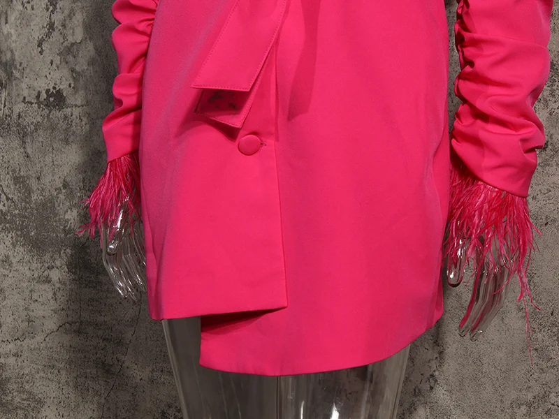 

SONDR Casual Ruched Blazer Dress For Women Notched Long Sleeve High Waist Lace Up Bowknot Patchwork Tassel Dresses Female