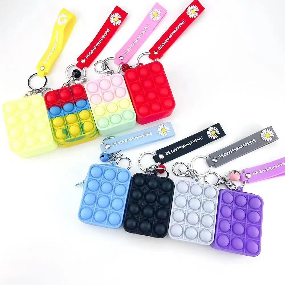 

Fidget Coin Purse Toys Antistress Push Bubble Mini Silicone Wallet Simple Dimple Pouch Bag Kawaii Keychain Handbag Keyring Gift