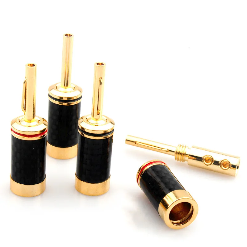 8 шт./50 шт./100 шт. позолоченные Аудиоразъемы из углеродного волокна |