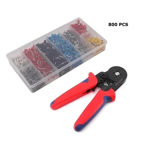 

800PCS Crimping Terminals With Crimper Plier Set 0.25-10 Self-adjustable Wire Crimping Tools Wire Crimping Terminals Sets