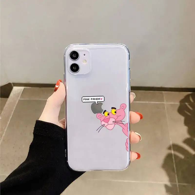 

Pink Panther Phone Case Transparent soft For iphone 5 5s 5c se 6 6s 7 8 11 12 plus mini x xs xr pro max