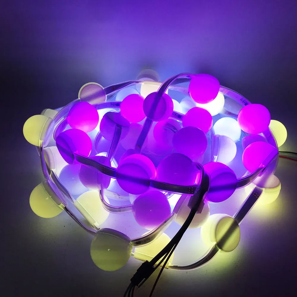

DC12V WS2811 Addressable IC RGB Smart Pixel Ball 40mm Diameter Led Strip IP67 Waterproof 10Pixels/m(Each 3Leds In One Cover)