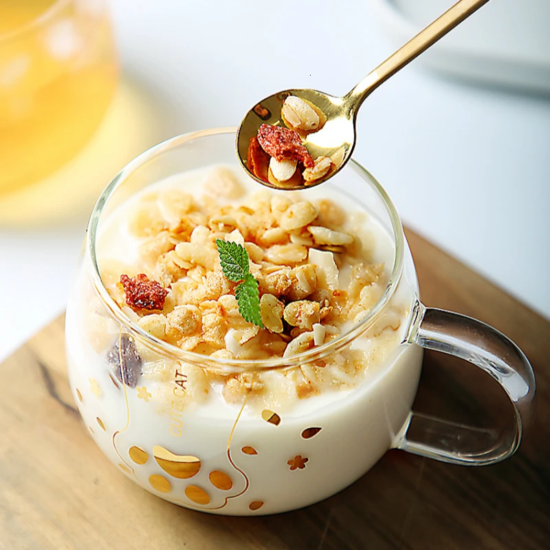 Оригинальная стеклянная чашка с милым котом для напитков кофейная кружка кашей