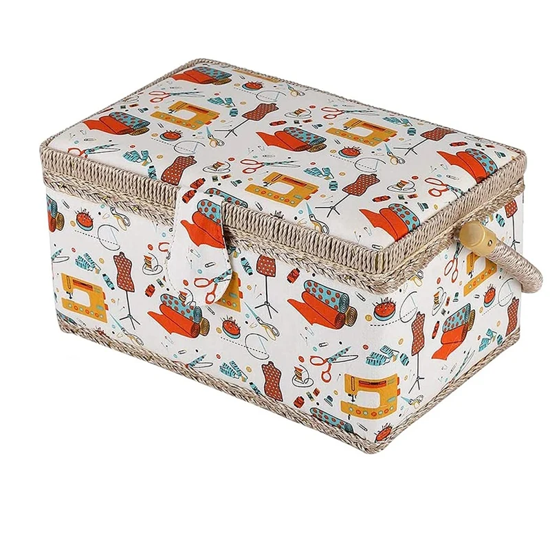 

Fabric Sewing Basket Organizer with Removable Tray Household Sewing Storage Organizer Kit Sundry Storage Organizer Box