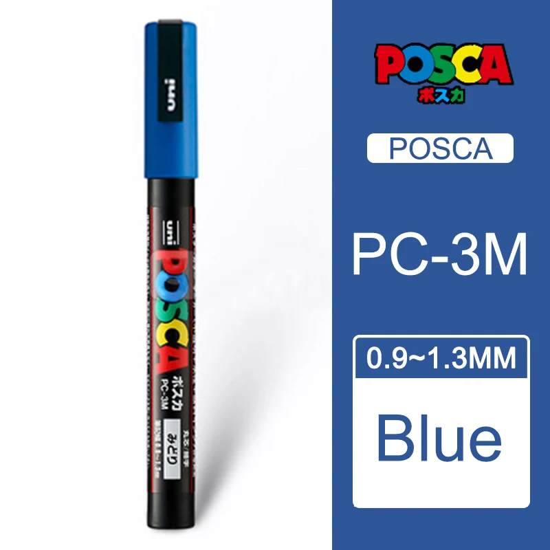 1 шт., одношариковые, Posca, PC-3M, средние маркерные ручки, постер, рекламная ручка, ФНЕ, слово, водяной знак - Цвет: BLUE
