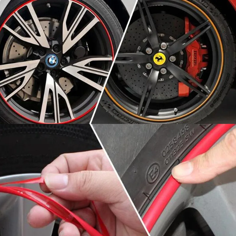 

Car Wheel Decoration Strip Latex Tire Rim Decoration Sticker Anti-Scratch Strip Car Styling Color Tire Guard Line