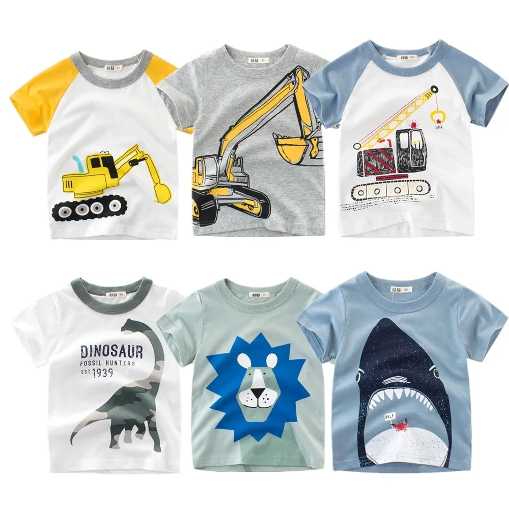

Kids Boys T-shirt New Excavator Design Baby Cotton Tops Summer Clothing Toddler Fashion T-shirt Cute Children Play Clothes