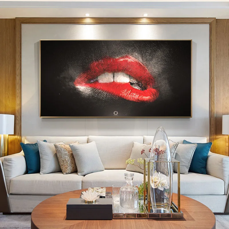 

Abstract Sexy Red Lips Decorative Painting Modern Art Graffiti Poster Living Room Home Wall Decor Aesthetic Canvas Print Picture