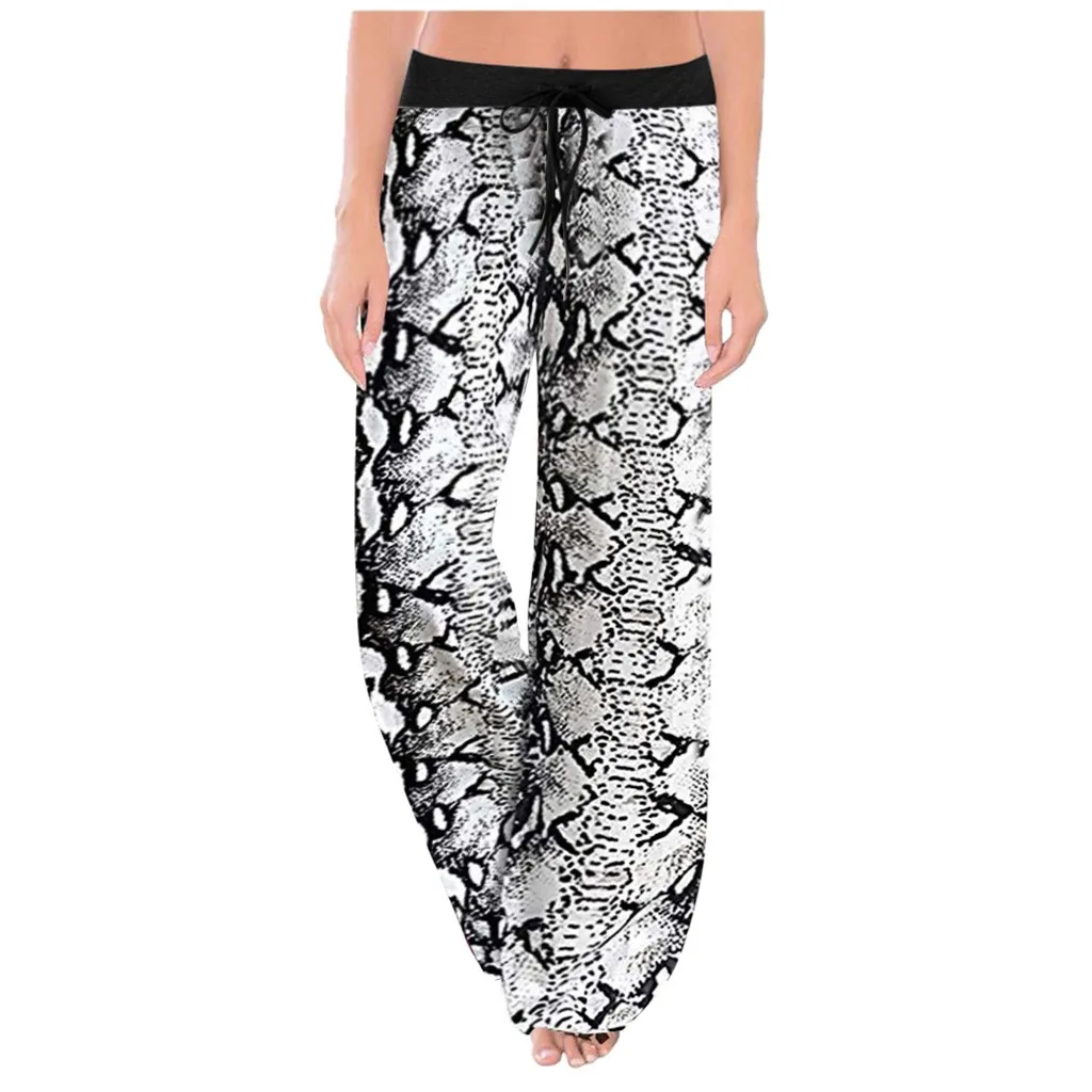 

Women Wide Leg Pants Fashion Womens Casaul Comfy Stretch Print Drawstring Wide Leg Long Pants Trousers Pajamas