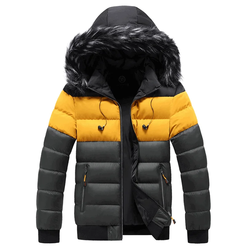 

Winter Warm Men Jacket Coat Casual Autumn Stand Collar Puffer Thick Hat White Duck Parka Male Men's Winter Down Jacket With Hood