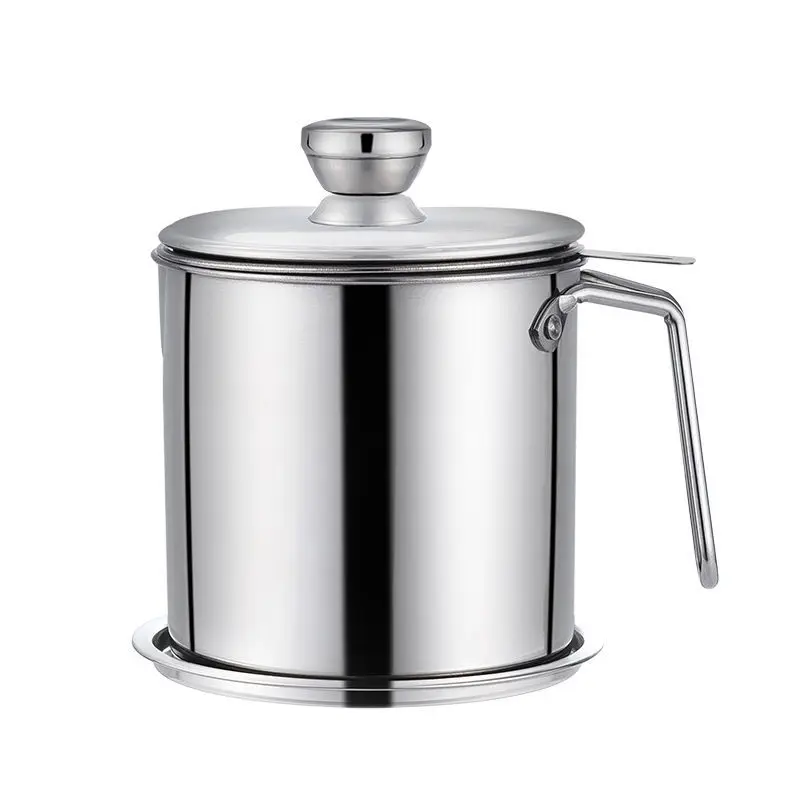 

Stainless Steel Kitchen Oil Pot with Lid Filter Screen Filter Residue Oil Storage Large Capacity Oil Tank Return Oil Cup Olive