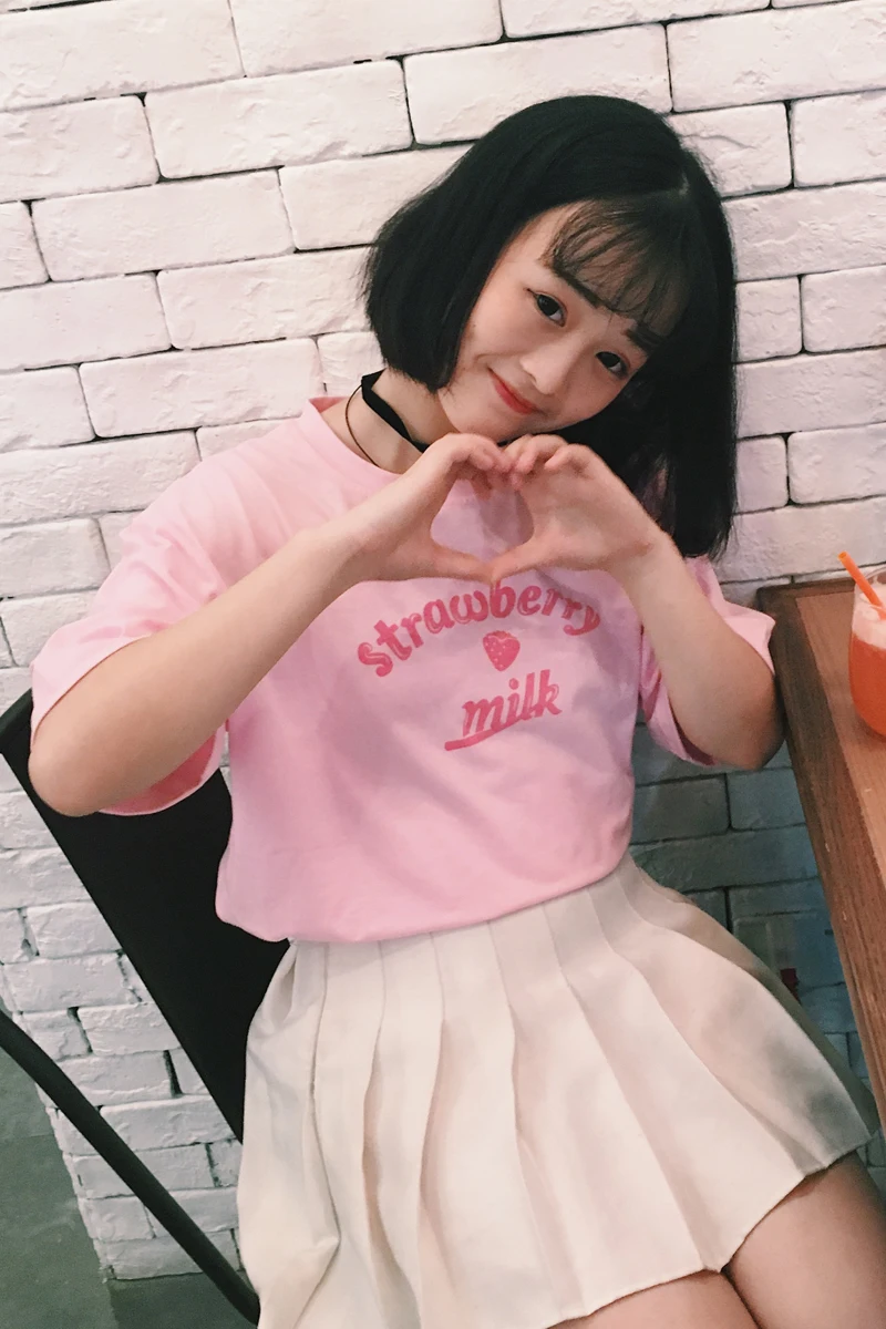 

2018 Summer New Fashion Letter Printed Cote College Wind Short Sleeve Loose Female T-shirts