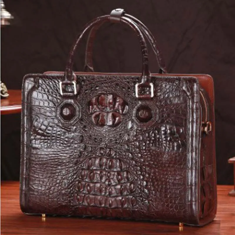 LINSHE crocodile  men  handbag  business  Genuine leather  Cross section  worn  Laptop bag  The large capacity  Men's bags