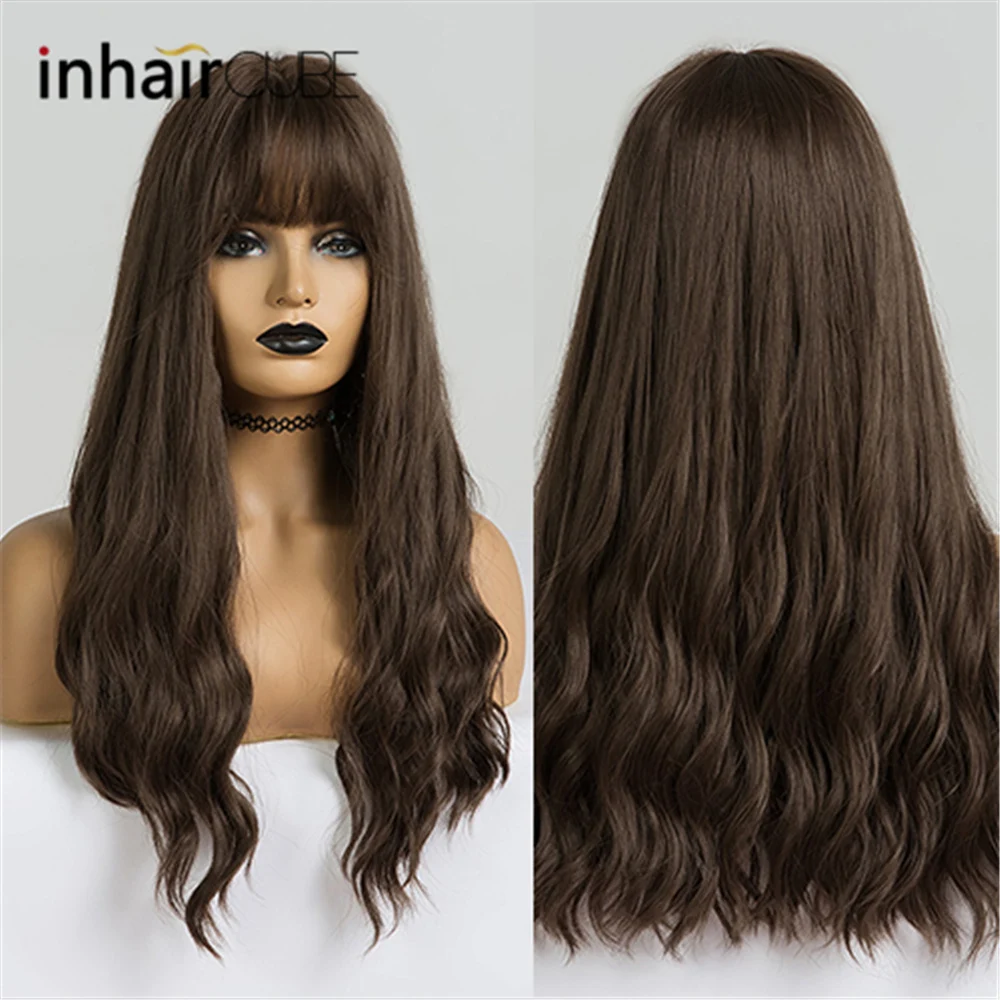 Inhair Cube женский парик темно коричневый длинные вьющиеся термостойкие